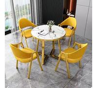 This Round Dining Table Set Mid Century Modern with Upholstered Chairs Gold Metal Legs Space Saving for Living Room Dining Room Coffee Table