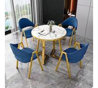 This Round Dining Table Set Mid Century Modern with Upholstered Chairs Gold Metal Legs Space Saving for Living Room Dining Room Coffee Table