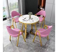 This Round Dining Table Set Mid Century Modern with Upholstered Chairs Gold Metal Legs Space Saving for Living Room Dining Room Coffee Table