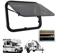This RV Exit Window Replacement - Double-Layer Push Out Window with Curtain, Top Hinged Design for RVs, Caravans & Motorhomes, 900x500mm, Ideal for Campers & Trailers
