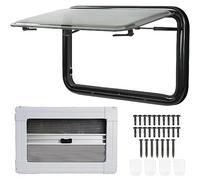 This RV Window Acrylic Double-Glass Top-Hung Window Round Corner External Push Out Window For Camper Caravan Motorhome Trailer Exit Side Window Replacement W/Screen & Blind,350mm*280mm