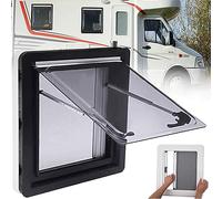 This RV Window,Camper Caravans Side Window Acrylic Double-Glass External Push out Style Window Vent Hatch with Screen and Sun Shade 70° Opening Angle Clamping Installation,600mm*600mm