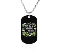 This Salad Tastes Like I'd Rather Be Fat Couples Memorial Necklaces for Women Men Square Titanium Steel Chains Pendant Jewelry Gift