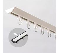 This Self Adhesive Curtain Track with Hooks & End Caps No Drill Aluminum Curtain Rod for Windows Doors Bathrooms Closets 4ft/1.2m Easy Install White