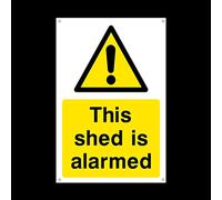 This shed is alarmed Plastic Sign with 4 Pre-Drilled Holes - Security, Camera, Closed Circuit TV, Warning Safety (MISC51)