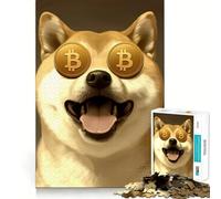 This Shiba Loves Bitcoin Jigsaw Puzzles 1000 Pieces for Teenagers Strong Logic Toy Home Activity Clear Edge Cherished Gift (38x52cm)