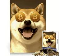 This Shiba Loves Bitcoin Jigsaw Puzzles 1000 Pieces for Teenagers Strong Logic Toy Home Activity Clear Edge Cherished Gift (38x52cm)