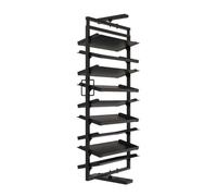 This Shoe Rack, 360° Rotating Pull-Out Organizer, Adjustable 12-Tier Aluminum Alloy Storage Shelf, Space-Saving Design