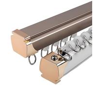 This Single Double Curtain Rail Track - Ceiling Or Wall Mounted - Heavy-Duty Sliding Curtain Rod For Curtains, Drapes, Room Dividers(Champagne-a,500cm(4 * 125cm))