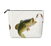 This Single Layer Bait with Fishing Line Eating Little Fish Printed Cosmetic Bag Features A Categorized Design to Store Your Writing Instruments Art Supplies and Everyday Small Items