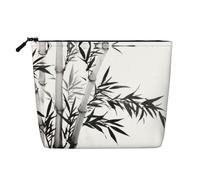 This Single Layer Bamboo Tree Image Chinese Calligraphy Printed Cosmetic Bag Features A Categorized Design to Store Your Writing Instruments Art Supplies and Everyday Small Items