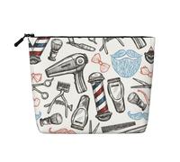 This Single Layer Barber Shop Monochrome Style Printed Cosmetic Bag Features A Categorized Design to Store Your Writing Instruments Art Supplies and Everyday Small Items