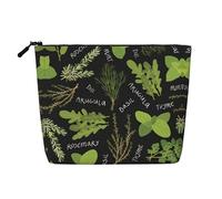 This Single Layer Basil Thyme Dill & Rosemary Printed Cosmetic Bag Features A Categorized Design to Store Your Writing Instruments Art Supplies and Everyday Small Items