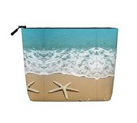 This Single Layer Beautiful Starfish on Beach Sand Printed Cosmetic Bag Features A Categorized Design to Store Your Writing Instruments Art Supplies and Everyday Small Items