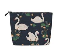 This Single Layer Beautiful White Swans on The Lake Printed Cosmetic Bag Features A Categorized Design to Store Your Writing Instruments Art Supplies and Everyday Small Items
