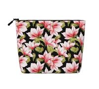 This Single Layer Beauty Pink Floral Flowers Printed Cosmetic Bag Features A Categorized Design to Store Your Writing Instruments Art Supplies and Everyday Small Items