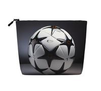This Single Layer Black and White Football Printed Cosmetic Bag Features A Categorized Design to Store Your Writing Instruments Art Supplies and Everyday Small Items