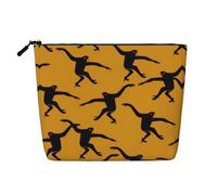 This Single Layer Black Gibbon Monkey Printed Cosmetic Bag Features A Categorized Design to Store Your Writing Instruments Art Supplies and Everyday Small Items