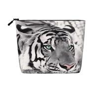 This Single Layer Black White Tiger Printed Cosmetic Bag Features A Categorized Design to Store Your Writing Instruments Art Supplies and Everyday Small Items