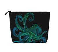 This Single Layer Blue Watercolor Octopus Printed Cosmetic Bag Features A Categorized Design to Store Your Writing Instruments Art Supplies and Everyday Small Items