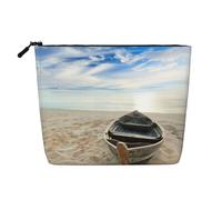 This Single Layer Boat Beach Sunrise Time Printed Cosmetic Bag Features A Categorized Design to Store Your Writing Instruments Art Supplies and Everyday Small Items