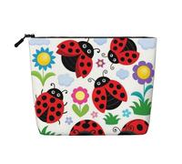 This Single Layer Cartoon Ladybug Flower Printed Cosmetic Bag Features A Categorized Design to Store Your Writing Instruments Art Supplies and Everyday Small Items