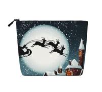 This Single Layer Christmas Deer Santa Claus Printed Cosmetic Bag Features A Categorized Design to Store Your Writing Instruments Art Supplies and Everyday Small Items