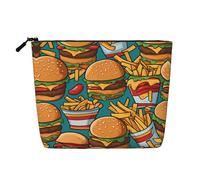 This Single Layer Cute Burger Fries Printed Cosmetic Bag Features A Categorized Design to Store Your Writing Instruments Art Supplies and Everyday Small Items