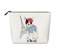 This Single Layer Dog with Eiffel Tower Printed Cosmetic Bag Features A Categorized Design to Store Your Writing Instruments Art Supplies and Everyday Small Items