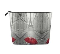 This Single Layer Eiffel Tower Paris Street Red Umbrella Printed Cosmetic Bag Features A Categorized Design to Store Your Writing Instruments Art Supplies and Everyday Small Items