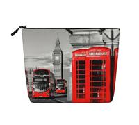 This Single Layer England UK London Telephone Printed Cosmetic Bag Features A Categorized Design to Store Your Writing Instruments Art Supplies and Everyday Small Items