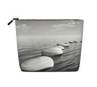 This Single Layer Grey Zen Stones Picture Printed Cosmetic Bag Features A Categorized Design to Store Your Writing Instruments Art Supplies and Everyday Small Items