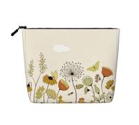 This Single Layer Hen Flying Butterflies Among Flowers Printed Cosmetic Bag Features A Categorized Design to Store Your Writing Instruments Art Supplies and Everyday Small Items