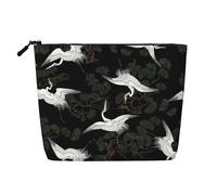 This Single Layer Japanese Crane & Pine Printed Cosmetic Bag Features A Categorized Design to Store Your Writing Instruments Art Supplies and Everyday Small Items