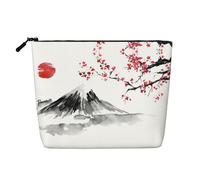 This Single Layer Japanese Mount Red Sun Printed Cosmetic Bag Features A Categorized Design to Store Your Writing Instruments Art Supplies and Everyday Small Items
