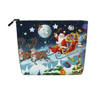 This Single Layer Merry Christmas Santa Claus Reindeer Sled Printed Cosmetic Bag Features A Categorized Design to Store Your Writing Instruments Art Supplies and Everyday Small Items