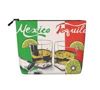 This Single Layer Mexico Flag and Tequila Printed Cosmetic Bag Features A Categorized Design to Store Your Writing Instruments Art Supplies and Everyday Small Items