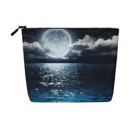 This Single Layer Moon and Sea Printed Cosmetic Bag Features A Categorized Design to Store Your Writing Instruments Art Supplies and Everyday Small Items