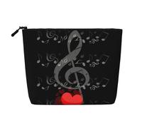 This Single Layer Music Note Heart Printed Cosmetic Bag Features A Categorized Design to Store Your Writing Instruments Art Supplies and Everyday Small Items
