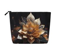 This Single Layer White Delicate Lotus Flower Printed Cosmetic Bag Features A Categorized Design to Store Your Writing Instruments Art Supplies and Everyday Small Items