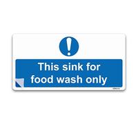 This sink for food wash only sign - 20x10cm - Self-adhesive vinyl, Mandatory Kitchen safety sticker (Pack of 5, Premium Laminated Vinyl)