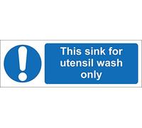 This sink for utensil wash only kitchen catering safety sign - 1.2mm Rigid plastic 150mm x 50mm