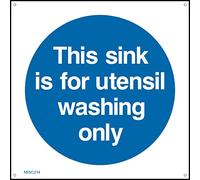This Sink Is For Utensil Washing Only Sign - 100mm x 100mm - 1.2mm Rigid Plastic Drilled Sign (MISC214)