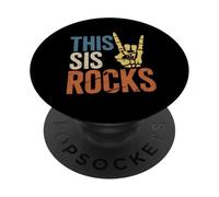 This Sis Rocks Siblings Day Rock Music Skeleton PopSockets Adhesive PopGrip