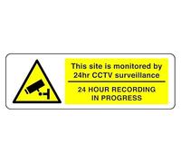 This Site Is Monitored By 24Hr Cctv Surveillance 24 Hour Recording In Progress - safety sign - High tack self-adhesive sticker (300mm x 100mm) Viewing Distance within 5m.