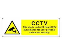 This Site Is Under 24 Hour Cctv Surveillance For Your Personal Safety And Security - safety sign - 3mm Aluminum Dibond for indoor/outdoor usage (450mm x 150mm) 5m Viewing Distance.