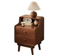 This Slim Nightstand, Stylish Design, Wooden Side Table with 2 Drawers, Modern Sturdy Support Storage Cabinet for Bedroom and Living Room(Black,40cm(15.7inch))