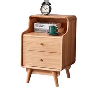 This Slim Nightstand, Stylish Design, Wooden Side Table with 2 Drawers, Modern Sturdy Support Storage Cabinet for Bedroom and Living Room(Black,40cm(15.7inch))