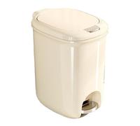 This Slim Plastic Garbage Bin with Lid and Step Pedal 15L Narrow Trash Can for Kitchen Bathroom Office Bedroom Home Beige