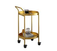 This Slim Round Metal Bar Cart with Wheels - Portable Rolling Trolley & Serving Rack for Home Office Kitchen - Versatile Side Table & Corner Shelf Storage Solution